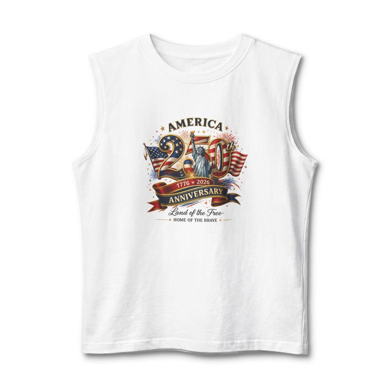 America 250th Anniversary Flag Tank Top | Patriotic Independence Day Tank White