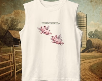 Vliegend varken illustratie spiertank | That'll Be the Day-tanktop met print