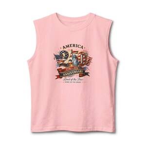 America 250th Anniversary Flag Tank Top | Patriotic Independence Day Tank Pink