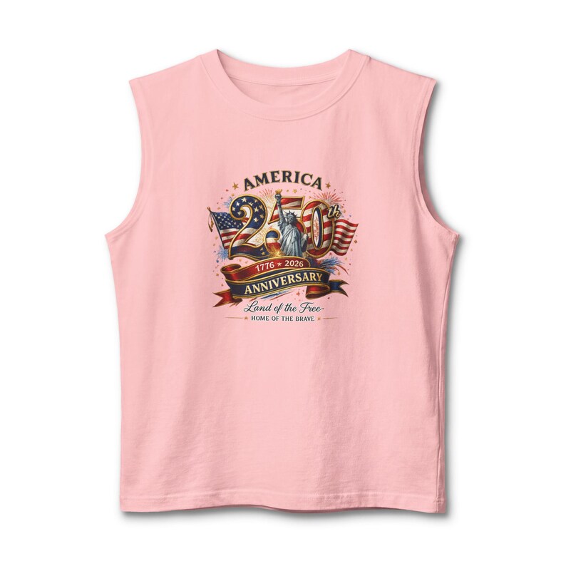 America 250th Anniversary Flag Tank Top | Patriotic Independence Day Tank Pink