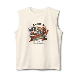 America 250th Anniversary Flag Tank Top | Patriotic Independence Day Tank Natural