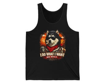 Eigenwijs Siberische husky I Do What I Want Tanktop | Husky-illustratietank