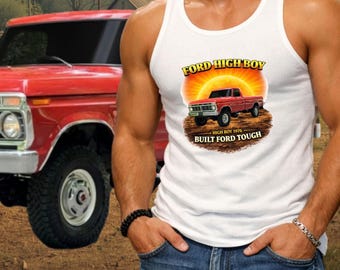 Ford Highboy Pickup Truck Sunset Graphic Tank Top | Classic Truck Apparel