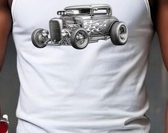 32 Deuce Coupe Illustration Tank | Classic Car Drawing, Retro Automobile