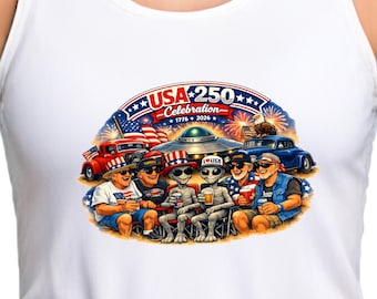 USA 250th Anniversary Old Farts and Aliens Celebration Car Show Tank