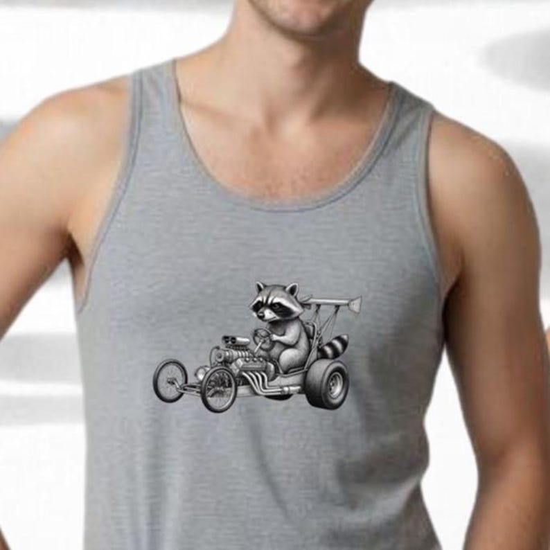 Funny Raccon Kits Funny Raccoon Driving Dragster Hot Rod Illustration Unisex Tank - Etsy