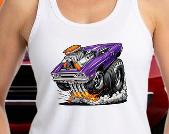 Plumcrazy Purple Roadrunner Burnout Tank | Muscle Car Racing Graphic Tank