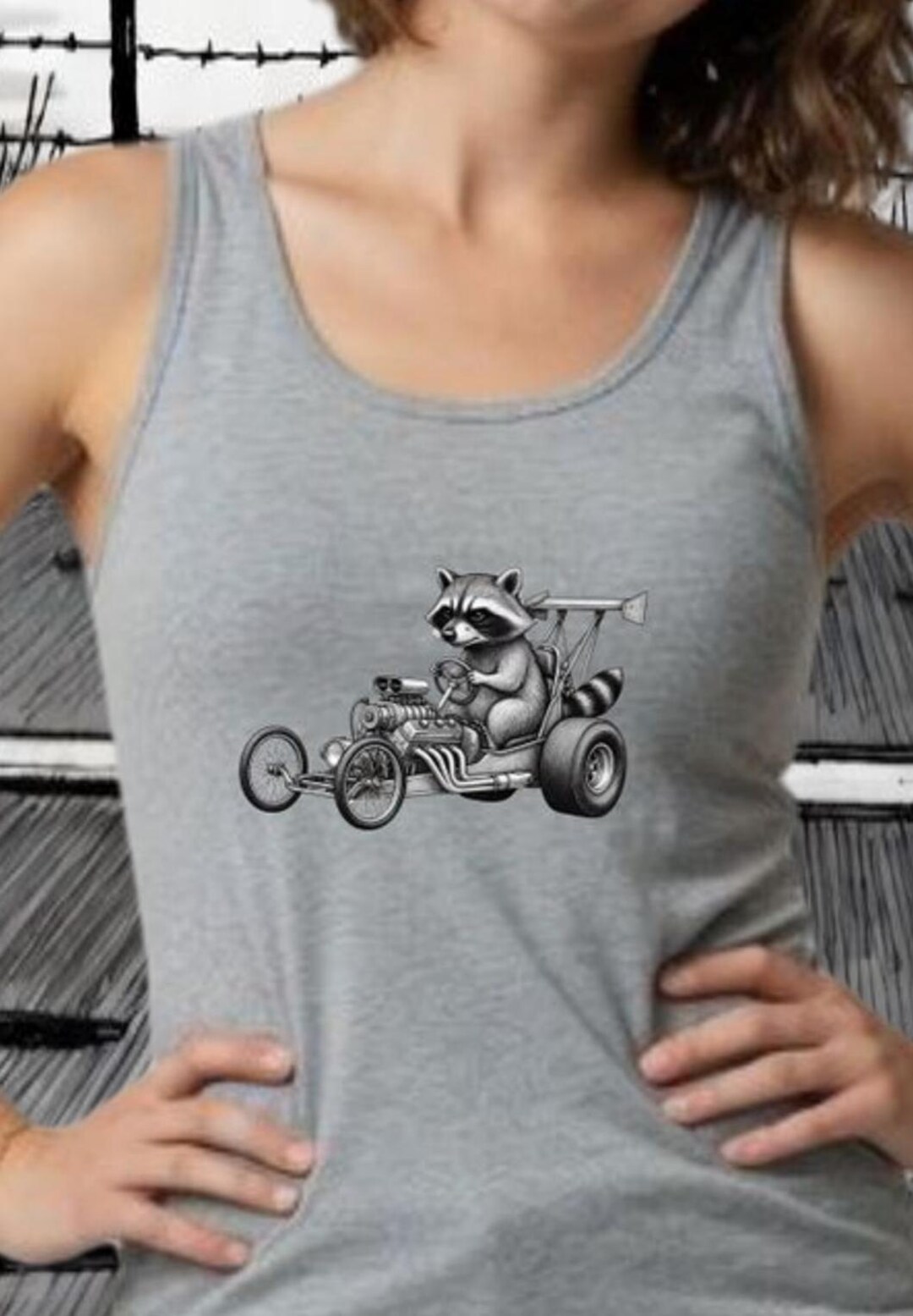 Funny Raccon Kits Funny Raccoon Driving Dragster Hot Rod Illustration Unisex Tank - Etsy