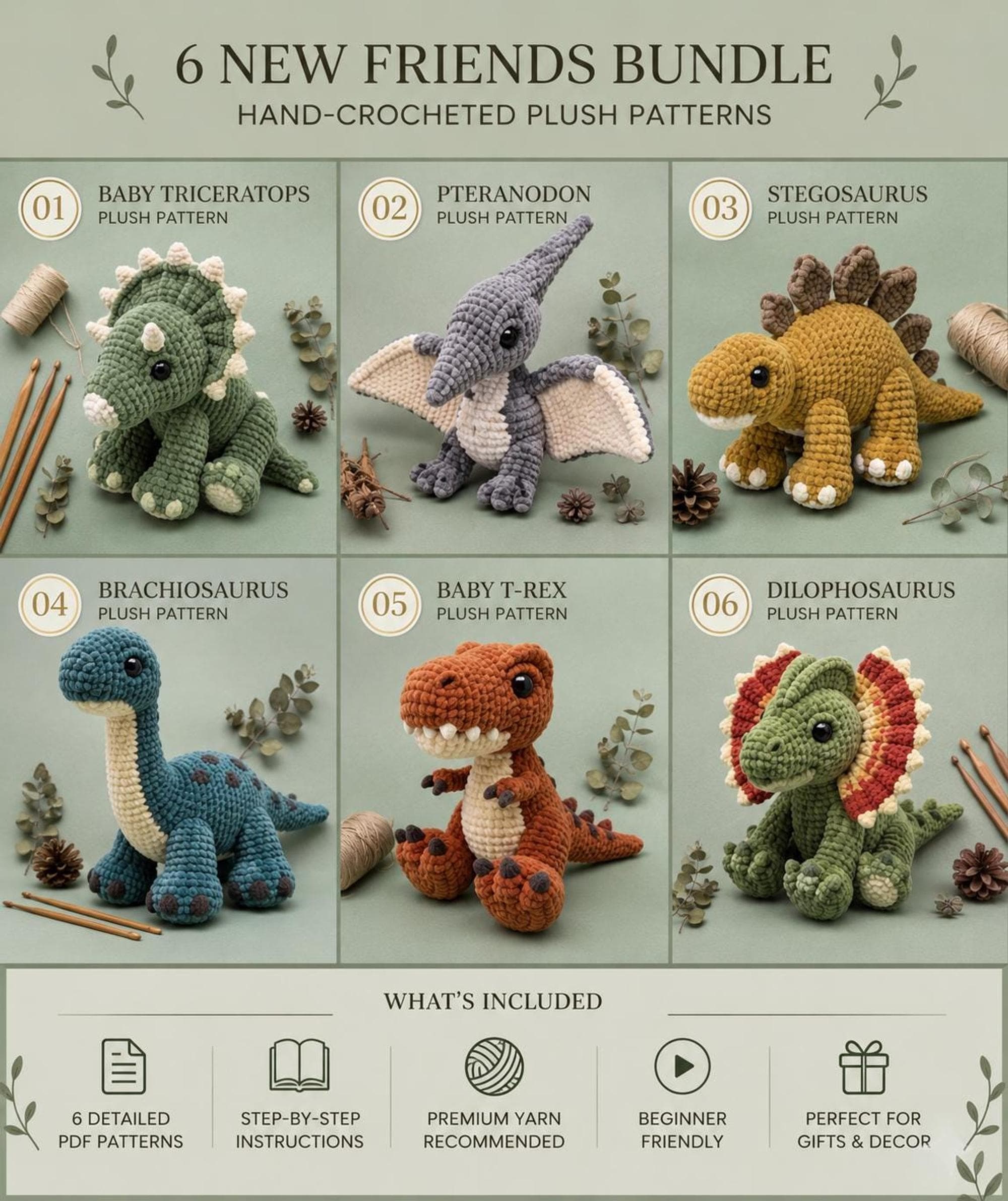39 T-Rex Crochet Patterns: Unearth Your Creative Side with Dinosaur Designs 17 Crochet Dinosaur Pattern Bundle