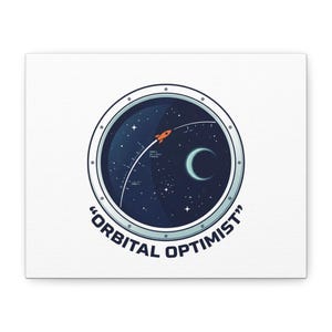 Orbital Optimist mission patch Canvas, Space Art | rocket, astronaut, cosmic