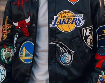 Men’s Patchwork Leather Varsity Jacket Vintage Basketball Bomber Coat Retro Urban Streetwear