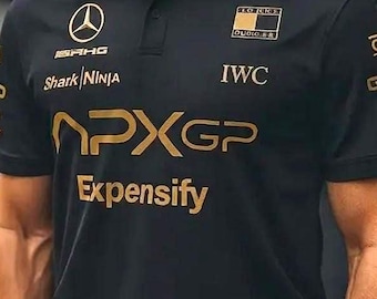 APXG F1 Racing Team Polo Shirt | Black Gold Motorsport Crew Uniform Formula Style