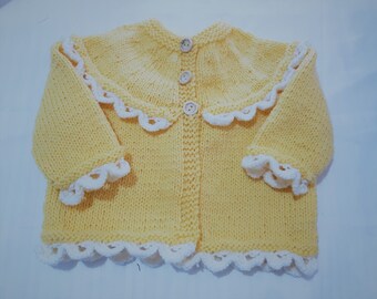 Baby Matinee Top Hand Knitted Pure Wool