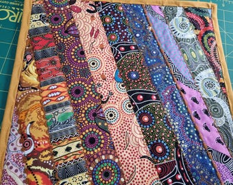 Quilted Aboriginal Print Placemats - Set of 4 - Australian Cotton Table Decor