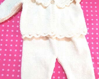 Baby woolen knitted two piece Matinee Jacket & Leggings Wool