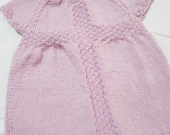 Baby dress hand knitted pure wool.