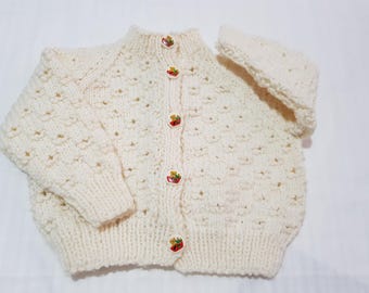 Hand Knitted Pure Wool Baby Cardigan Newborn