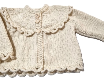 Hand Knitted Baby Matinee Coat Pure Wool