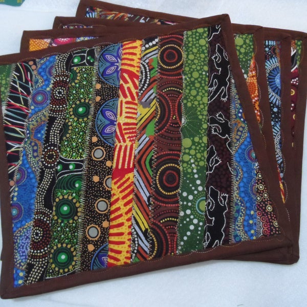 Quilted Australian Aboriginal Placemats - Quilted Placemats - Australian Table Placemats - Aboriginal Table Placemats - Indigenous Placemats