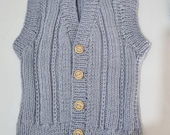 Hand Knitted Baby Vest/Top Pure Wool