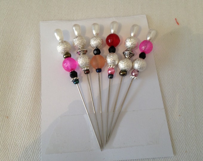 Quilting Pins Beaded Quilting Pins Glass Beaded Stick Pins Etsy