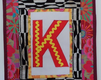 Appliqued Initial K Quilt: Handmade Children's Wall Hanging