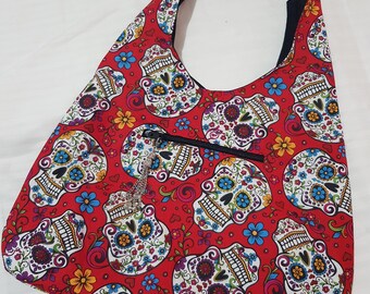 Bags with zip pockets all day handbag cotton Skulls Free Postage