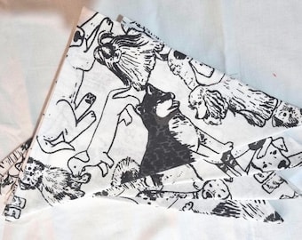 Puppy/Dog Print Napkins/Serviette 100 % cotton fabric. Black & white.