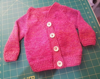 Baby Jumper birth to 6 months 100% 8 ply Wool Hand Knitted