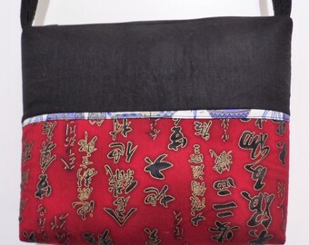 Handmade Quilted Shoulder Bag: Oriental Print Cotton Tote