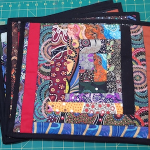 Quilted Aboriginal Place mats - Quilted Place mats -  Australian Table Place mats - Aboriginal Table Place mats -  Indigenous Place mats