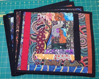 Quilted Aboriginal Print Placemats - Set of Four