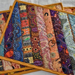 Quilted Aboriginal Place mats - Quilted Place mats -  Australian Table Place mats - Aboriginal Table Place mats -  Indigenous Place mats