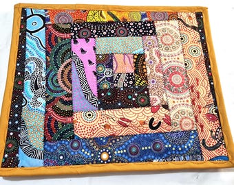 Quilted Aboriginal Print Placemats: Australian Cotton Table Decor, Set of 4
