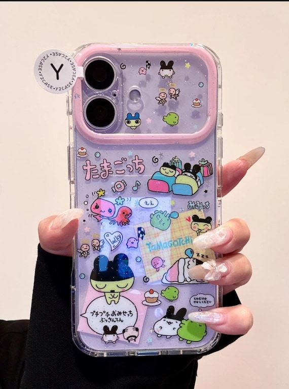 Tamagotchi Clear Pink Phone Case with Charm, Kawaii Y2K Cute iPhone Case Cover for iPhone 18 17 16 15 Pro Max, Gift for Her Sweet