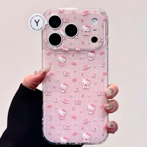 Hello Kitty mobilskal med hjärtformad pärlhänge, kawaii rosa iPhone 17 16 15 14 13 Pro Max-skal, Y2K Coquette estetisk Sanrio-stil Case Only