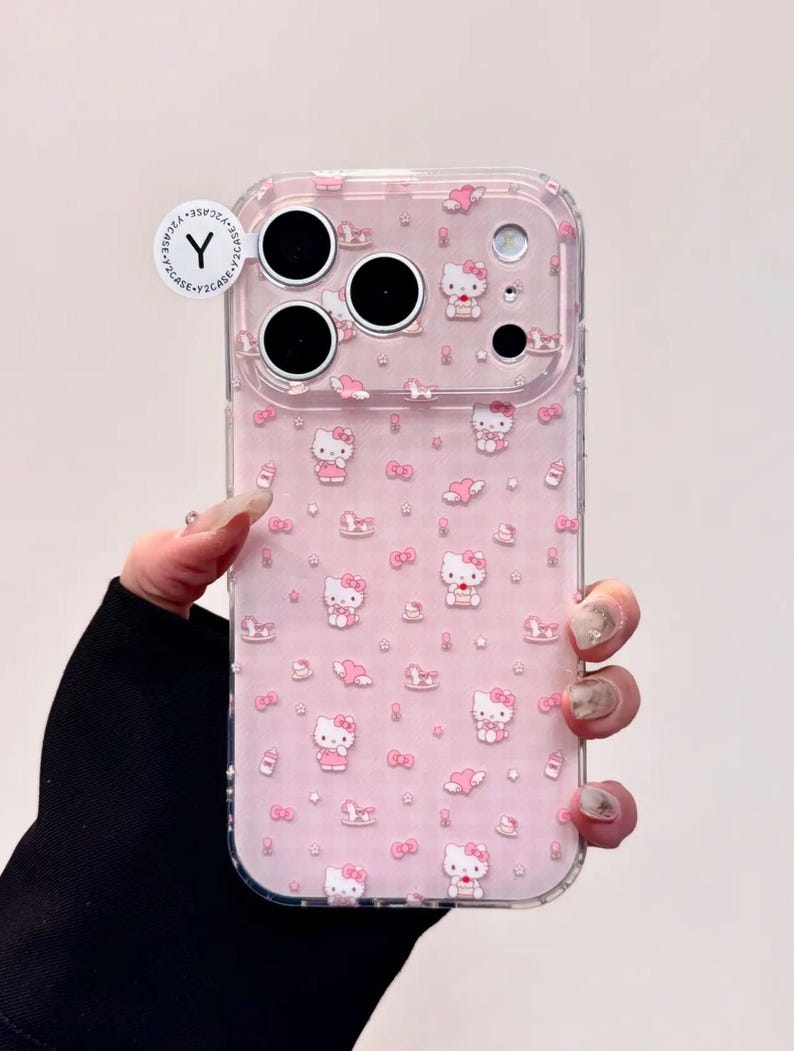 Hello Kitty mobilskal med hjärtformad pärlhänge, kawaii rosa iPhone 17 16 15 14 13 Pro Max-skal, Y2K Coquette estetisk Sanrio-stil Case Only
