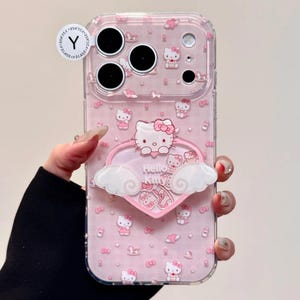 Hello Kitty mobilskal med hjärtformad pärlhänge, kawaii rosa iPhone 17 16 15 14 13 Pro Max-skal, Y2K Coquette estetisk Sanrio-stil bild 3