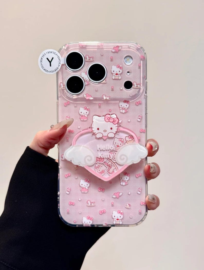 Hello Kitty mobilskal med hjärtformad pärlhänge, kawaii rosa iPhone 17 16 15 14 13 Pro Max-skal, Y2K Coquette estetisk Sanrio-stil bild 3