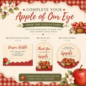 Apple of My Eye Baby Shower Invitation, Watercolor Apples, Fall Theme (Digital Download) image 5