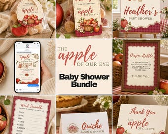 Apple of My Eye Baby Shower Bundle | Gingham, Watercolor Apples (Digital Download)