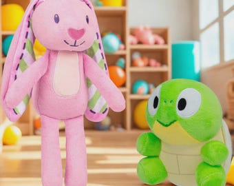 Bluey Friends Plush 2-Pack | Floppy Bunny & Turtleboy Stuffed Animals | Cute Toddler Birthday Gift | Soft Kawaii TV Show Toys