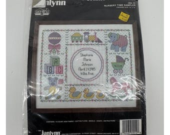 ヴィンテージ 1986年製 Janlynn Nursery Time Sampler カウントクロスステッチキット オープン #69-12