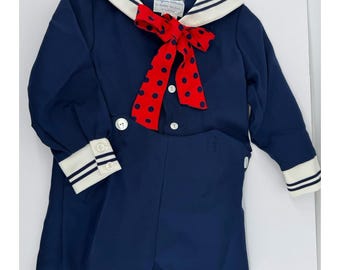 Vintage 60's Boys Sailor Shorts & Shirt Set Doris Selevan Designer Collection 3T