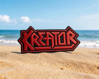 Kreator Embroidered Patch | Red Black Metal Font Sew-on Iron-on (5.4x2.2in)