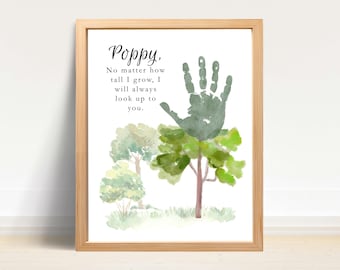 Arte con huellas de manos de amapola, imprimible para el Día del Padre, regalo de un nieto/a, manualidad con huellas de manos de bebé/niño pequeño, siempre te admiraré, recuerdo hecho a mano
