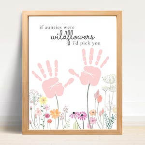 Auntie Handprint Art, Mother’s Day Gift from Kid Neice Nephew Baby Toddler, Wildflower Printable, Favorite Aunt, Keepsake Craft