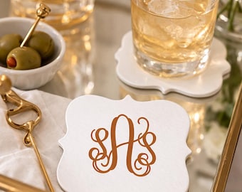 Script Monogram Crest Coasters