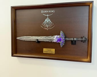 Lazuli Glintstone Sword  Metal Model, Framed 3D Shadow Box 33x22cm,  Wall Art & Desktop Display