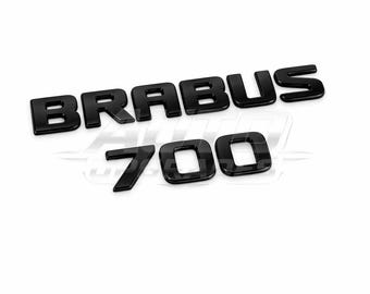 BRABUS Glanssvart emblem + 700 emblemset | Bakre bagageskärmslogotyp Mercedes AMG